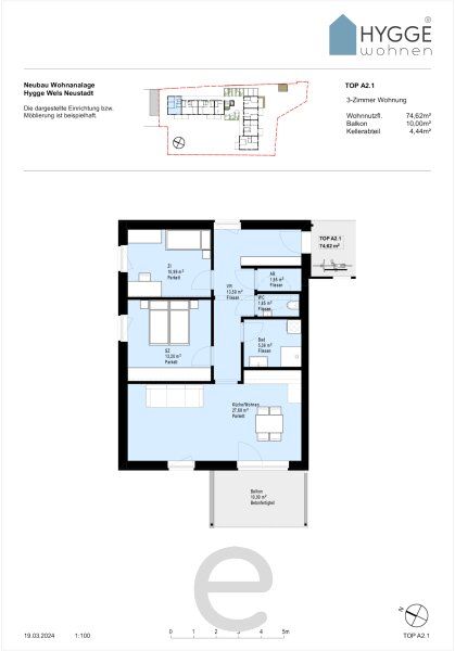 HYGGE Wohnen - 3 Zimmer Wohnung Top A2.1 mit Balkon im 2.OG - Bild 12