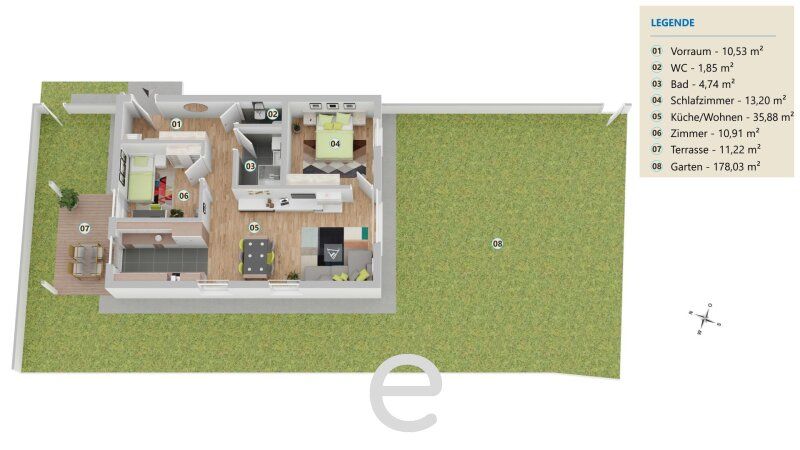 HYGGE Wohnen Top B0.3 - Erdgeschosswohnung mit Gartenparadies auf 178m² inkl. TGP - Bild 2
