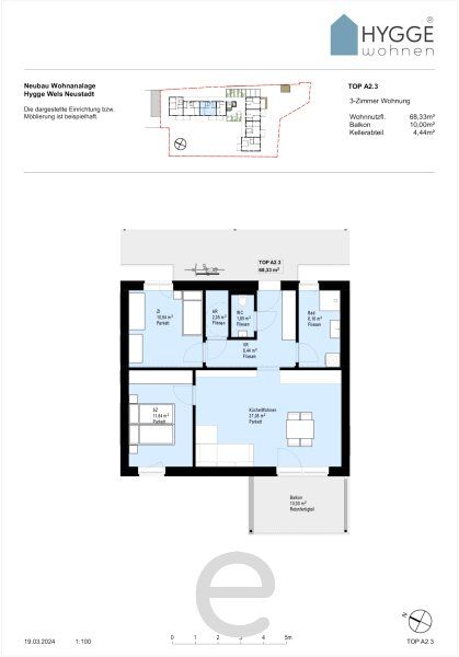 HYGGE Wohnen - 68,33m² Wohnung Top A2.3 mit Balkon im 2.OG - Bild 15