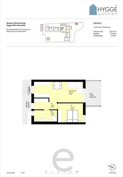 HYGGE Wohnen - Top B3.2 mit 2 Zimmer und Balkon im 3.OG - Bild 14