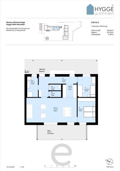 HYGGE Wohnen - Dachgeschosswohnung Top A3.2 mit Balkon im 3.OG - Bild 16