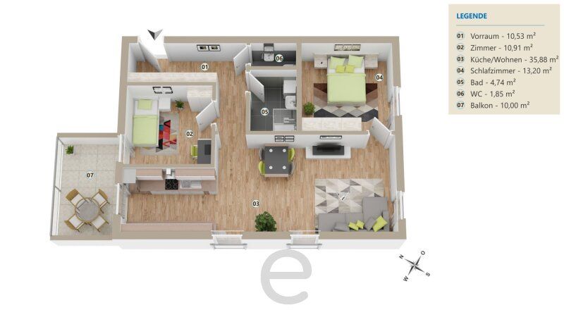 HYGGE Wohnen Top B3.4 - Dachgeschosswohnung mit 3 Zimmer, Balkon und traumhaften Ausblick - Bild 2