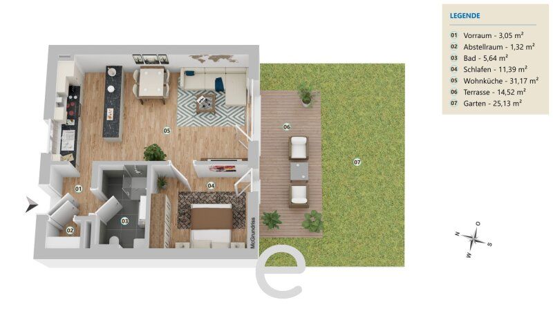 Traumhafte Gartenwohnung mit Carport mitten in Neukirchen/Lambach - Bild 19