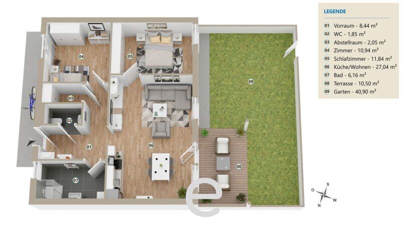 HYGGE Wohnen Top A0.2 - Erdgeschosswohnung 68,32m² mit privatem Garten und Terrasse - Bild 2
