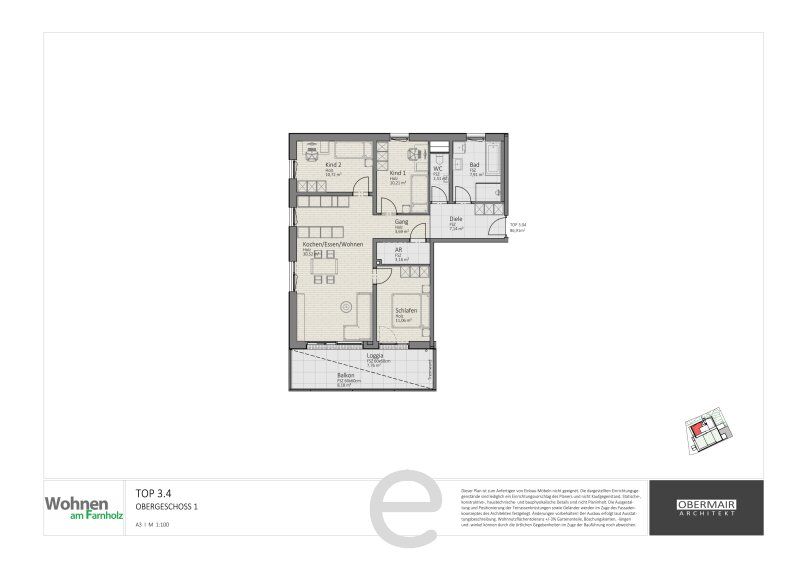 Wohnen am Farnholz - 4 Zimmer-Wohnung 1.OG/TOP 3.4 inkl. 2 TGP und großer loggia - Bild 11